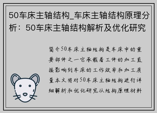 50车床主轴结构_车床主轴结构原理分析：50车床主轴结构解析及优化研究