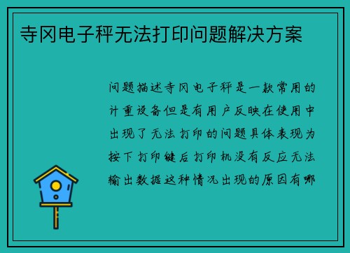 寺冈电子秤无法打印问题解决方案